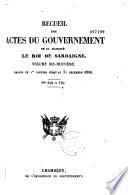 Recueil des actes du gouvernement de Sa Majesté le roi de Sardaigne