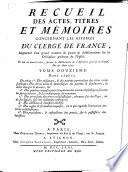 Recueil des actes, titres et mémoires