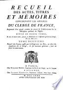 Recueil des actes, titres et mémoires