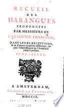 Recueil des harangues prononcées