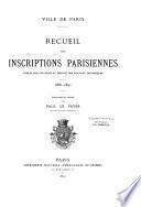 Recueil des inscriptions parisiennes (1881- 1891)