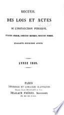Recueil des lois et actes de l'instruction publique