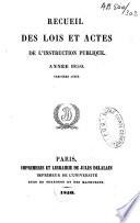 Recueil des lois et actes de l'instruction publique