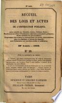 Recueil des lois et actes de l'instruction publique