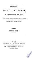 Recueil des lois et actes de l'instruction publique