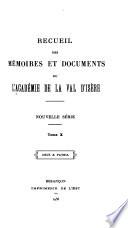 Recueil des mémoires et documents de l'Académie de la Val d'Isère