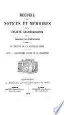 Recueil des Notices et Memoires