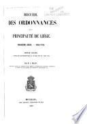 Recueil des ordonnances de la principauté de Liège