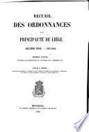 Recueil des ordonnances de la Principauté de Liège