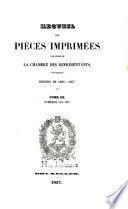 Recueil des pièces imprimées par ordre de la Chambre des Représentants