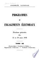 Récueil des textes authentiques des programmes et engagements électoraux des députés proclamés élus à la suite des élections générales