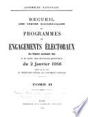 Récueil des textes authentiques des programmes et engagements électoraux des députés proclamés élus à la suite des élections générales