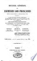 Recueil général des anciennes lois françaises