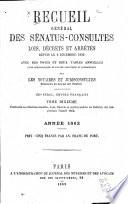 Recueil général des lois, décrets et arrêtés et de la jurisprudence