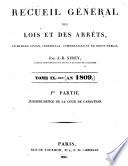 Recueil général des lois et des arrêts en matière civile, criminelle, commerciale et de droit public par J. B. Sirey