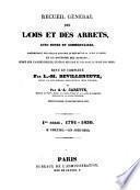 Recueil général des lois et des arrêts