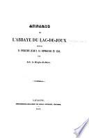 Recueil historique sur l'origine de la vallée du Lac-de-Joux