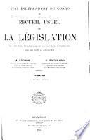 Recueil usuel de la législation, des conventions internationales et des documents administratifs, avec des notes de concordance