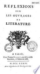 Réflexions sur les ouvrages de littérature