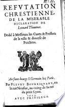 Refutation chrestienne de la miserable declaration de Leonard Thevenot