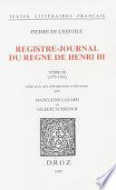 Registre-journal du règne de Henri III. Tome III, 1579-1581