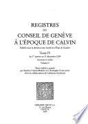 Registres du Conseil de Genève a l'époque de Calvin: v. 1. du 1er janvier au 31 décembre 1539