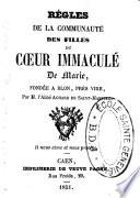 Règles de la communauté des Filles du Coeur Immaculé de Marie
