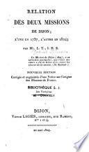 Relation des deux missions de Dijon, l'une en 1737, l'autre en 1824