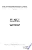 Relation des fêtes