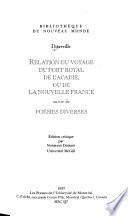 Relation du voyage du Port Royal de l'Acadie ou de la Nouvelle France
