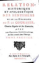 Relation historique et apologetique des sentimens et de la conduite
