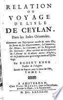 Relation ou voyage de l'isle de Ceylan dans les I.O