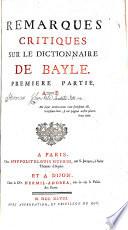 Remarques critiques sur le Dictionnaire de Bayle