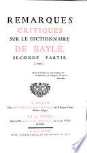 Remarques Critiques Sur Le Dictionnaire De Bayle