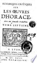 Remarques Critiques Sur Les Oeuvres D'Horace