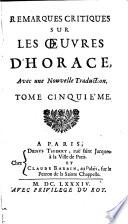 Remarques critiques sur les oeuvres d'Horace