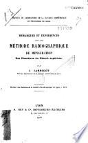 Remarques et expériences sur une méthode radiographique de mensuration des diamètres du détroit supérieur