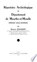 Repertoire archeologique du département de Meurthe-et-Moselle (Période gallo-romaine)