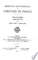 Répertoire bibliographique de l'histoire de France