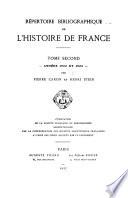 Répertoire bibliographique de l'histoire de France