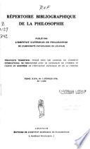 Répertoire bibliographique de la philosophie