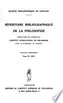 Répertoire bibliographique de la philosophie