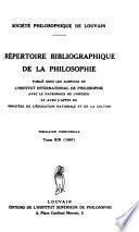 Répertoire bibliographique de la philosophie