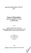 Répertoire bibliographique des livres imprimés en France au XVIIe siècle