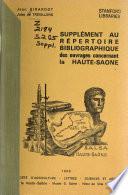 Répertoire bibliographique des ouvrages concernant la Haute-Saone