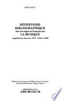 Répertoire bibliographique des ouvrages en français sur la musique