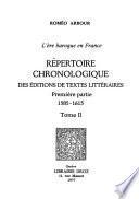Répertoire chronologique des éditions de textes littéraires