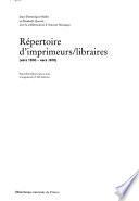 Répertoire d'imprimeurs/libraires (vers 1500-vers 1810)