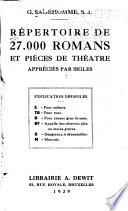 Répertoire de 27,000 romans et pièces de theatre, apprécies par sigles
