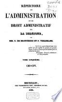 Répertoire de l'administration et du droit administratif de la Belgique